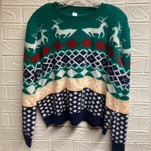 Festive Reindeer Pattern Sweater 2XL ugly sweater